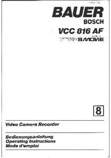 Bauer VCC 816 AF manual. Camera Instructions.